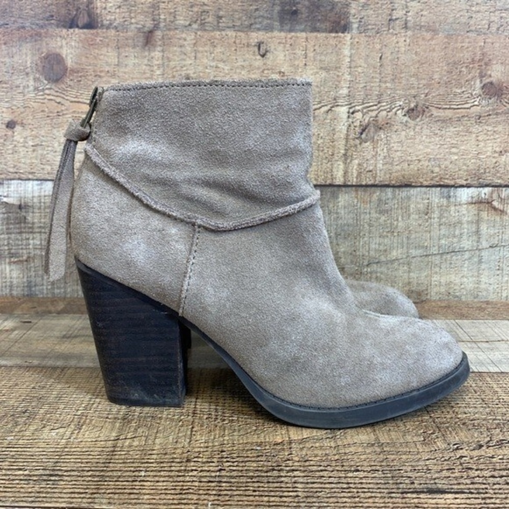 Steve Madden Sterlyng Boots Womens Size 6.5 M Tan Brown Leather Suede Block Heel